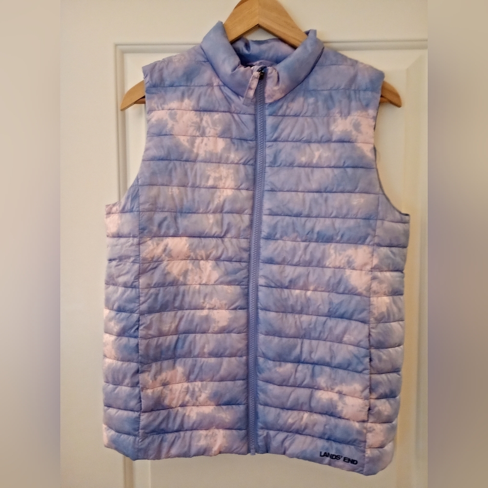 Lands' End GIRLS Lavender + Pink Quilted Vest (XL) 14-16